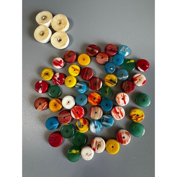 Vintage African Trade Beads Lot Disc Spacers Multicolor Mixed Materials 10-20mm - Picture 2 of 10